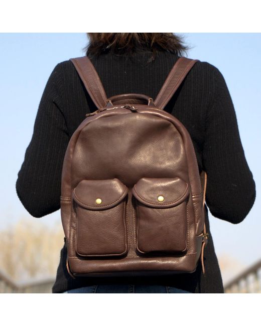 Rimini Brown Leather Backpack 'stefania'