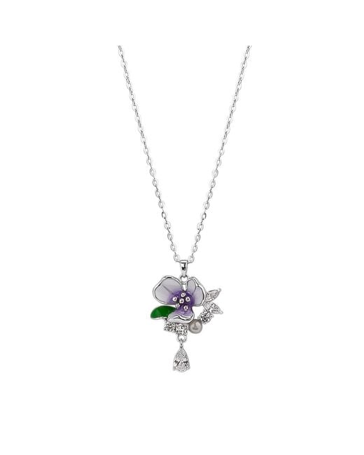 Spero London Metallic Pansy Floral Necklace