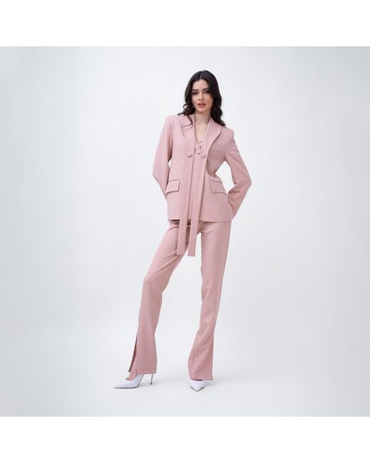 BLUZAT Pink Pastel Slim Fit Trousers