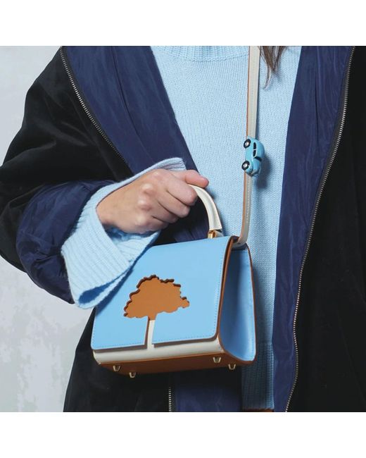 Absurde Blue One Way Small Leather Shoulder Bag
