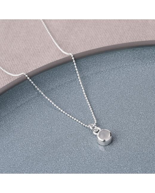 Nellou Jewellery Metallic Neutrals Gem Dot Birthstone Necklace June Moonstone Sterling