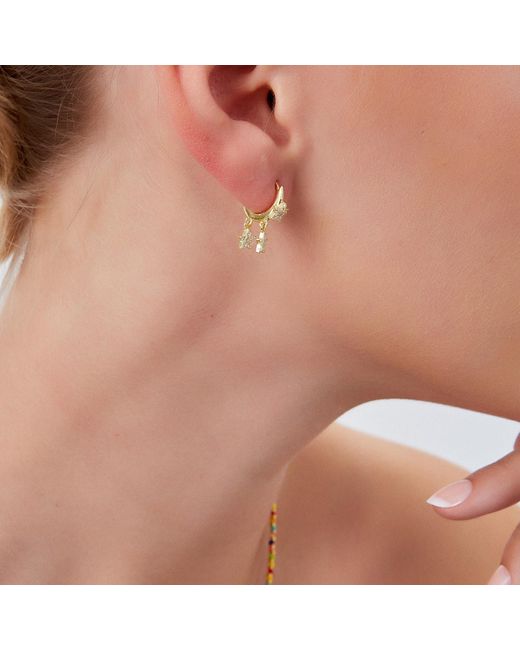 Spero London Metallic Star Sterling Eardrop Hoop Earring
