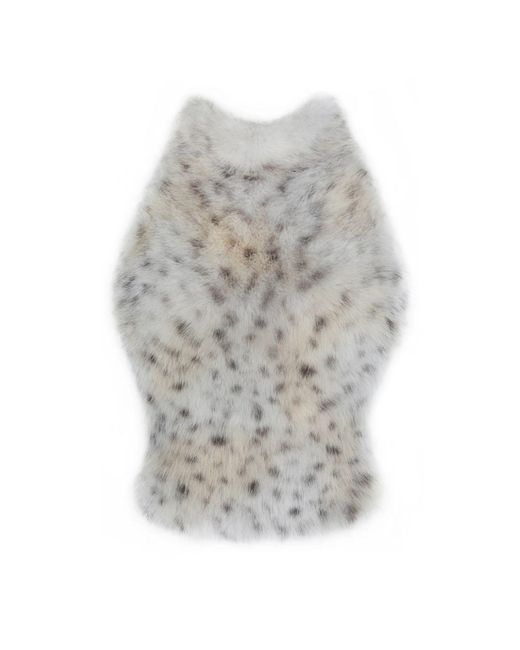 Miss Circle New York Gray Neutrals Sasha Tan Cheetah Backless Contoured Fur Halter Top