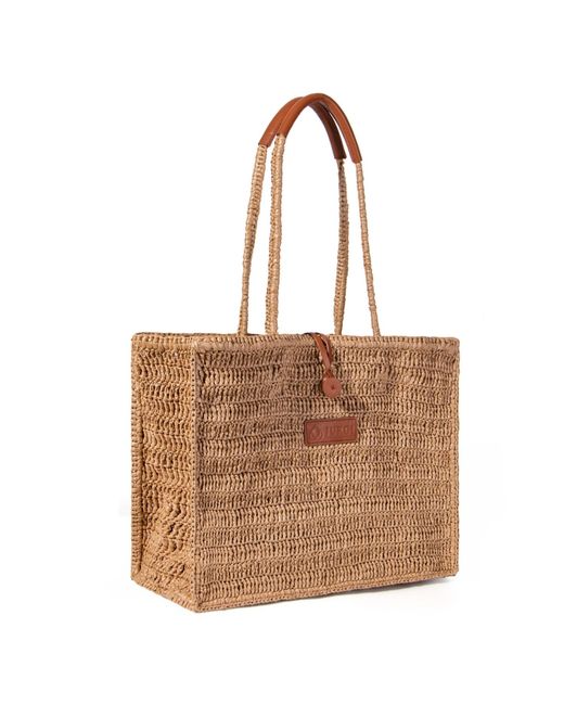 Jurgi Brand Brown Neutrals Handmade Beach Bag With Leather Accents