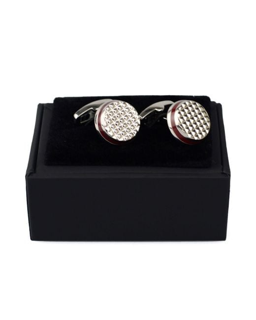 DAVID WEJ Black Round Gem Cufflinks – Wine for men