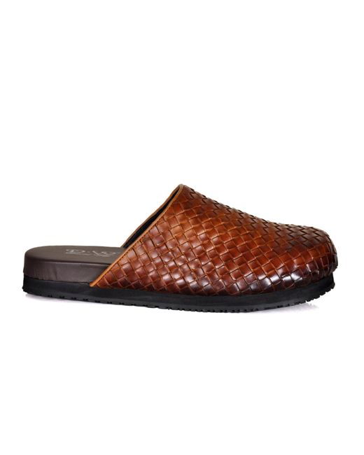 DAVID WEJ Brown Lorenzo Handmade Woven Mules for men