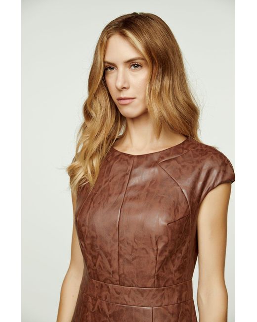 Conquista Brown Chocolate Faux Leather Dress