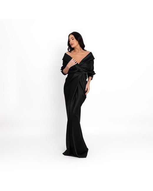 Acob a Porter Black Draped Long Dress