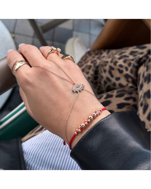 Ecce | Artisan Diamonds Pink 14K Rose Dancing Bubble Ball Bracelet W/ Rope