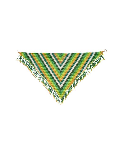 Iliana Arrazola Green Scarf Fringe Necklace