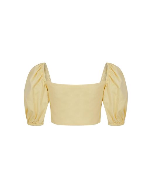 NAZLI CEREN Yellow Grace Ruched Top