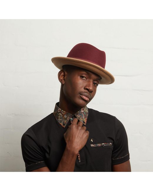 Dasmarca Hats Red Gangstar Burgundy Camel Felt Hat for men