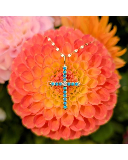 KAMARIA Metallic Opal Bezel Cross Necklace