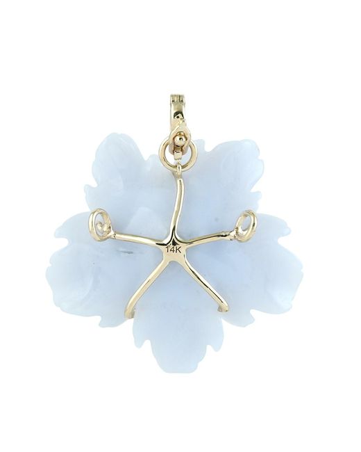 Artisan Blue 14K Carved Chalcedony & Amethyst Flower Pendant