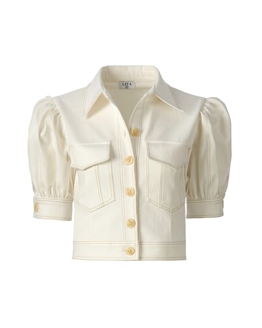 Lita Couture Metallic Topstitch Detail Shirt