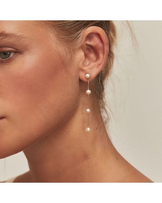 Lily & Roo White Four Pearl Drop Earrings