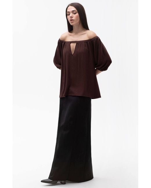 Maison Bogomil Brown Off Shoulder Blouse