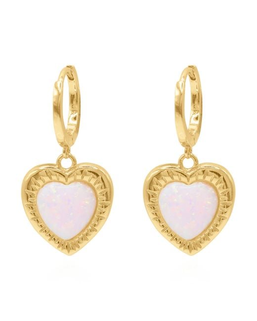 Luna Charles Metallic Adore Opal Heart Huggies