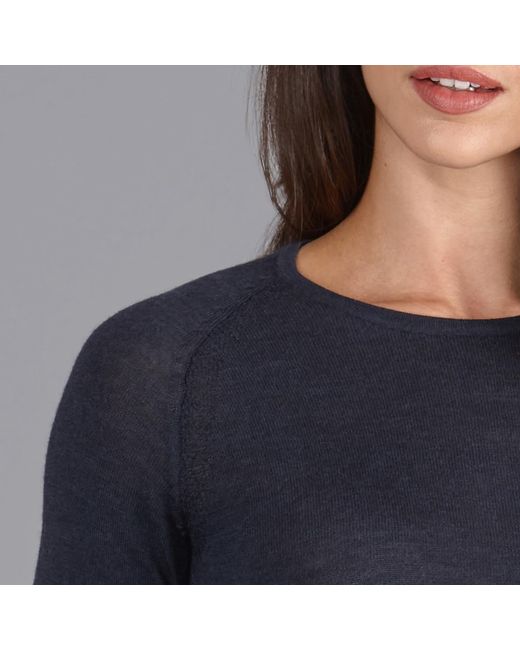 Paul James Knitwear Blue Midweight Merino Activewear Selene T-Shirt