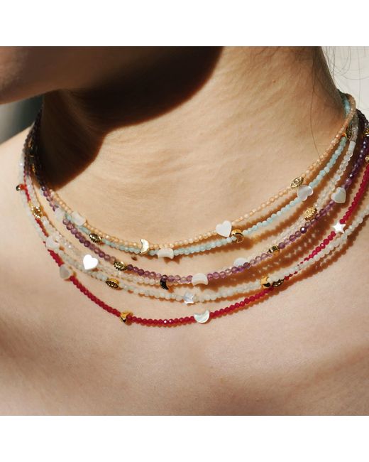 Aurozia White Evil Eye Moon & Heart Moonstone Vermeil Choker Necklace& Bracelet, Crystal Protection Jewelry