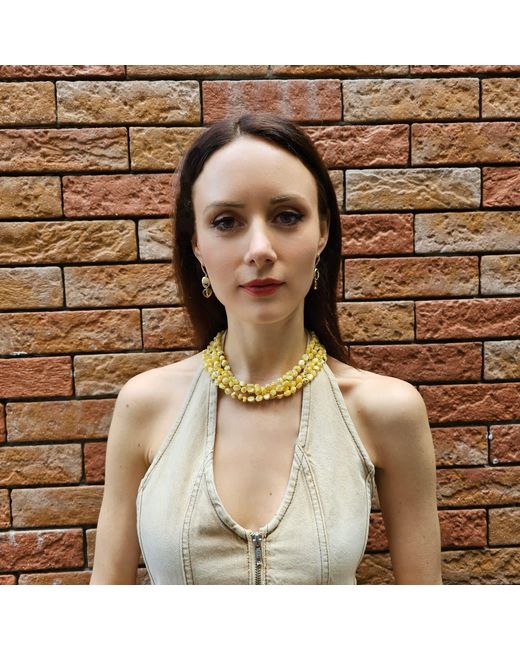 Farra Metallic Natural Shell Multi-Layers Necklace