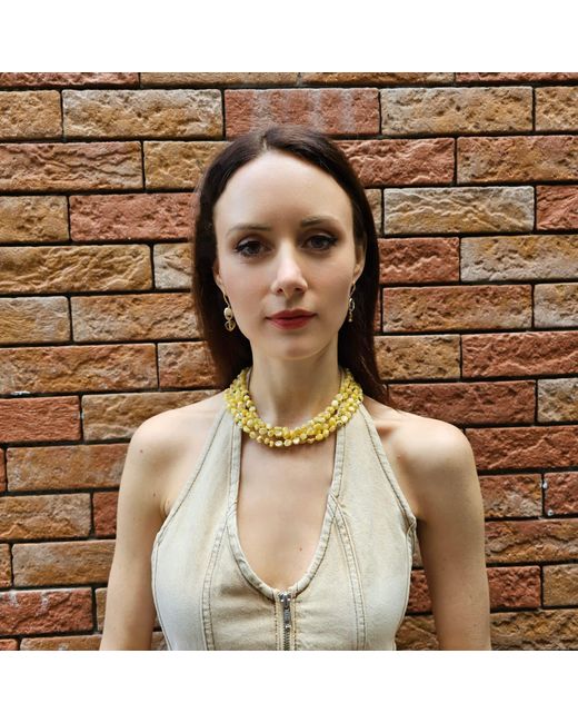 Farra Metallic Natural Shell Multi-Layers Necklace