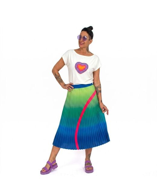Lalipop Design Green Ombre Pleated Midi Skirt