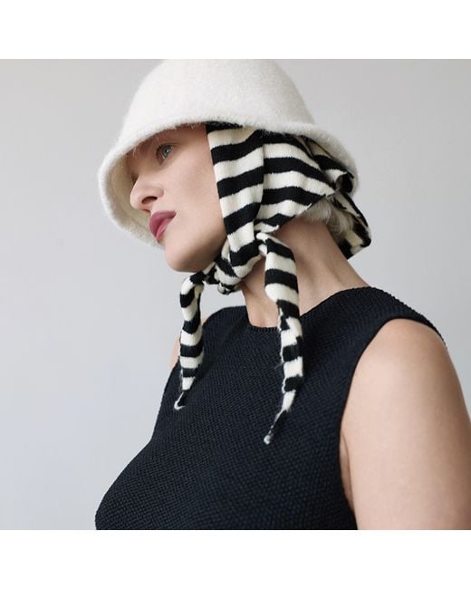 London Atelier Byproduct White Wool Cloche Bucket Hat