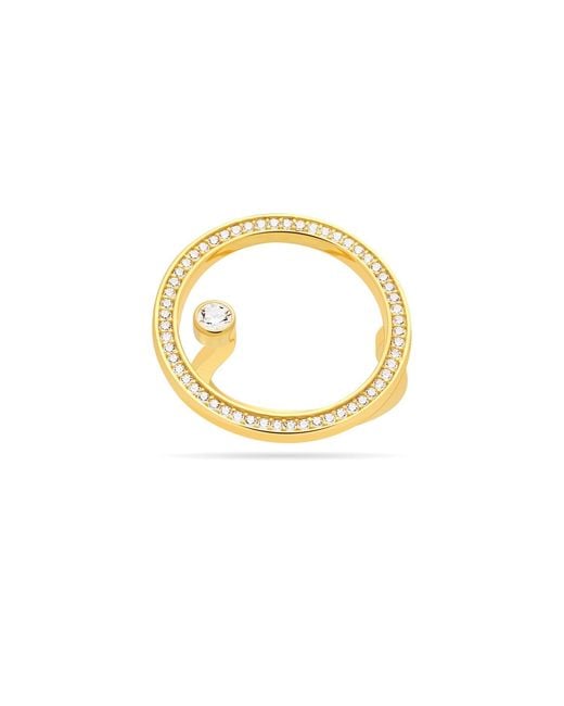 Meulien Metallic Large Open Circle Ring With Floating Cz Stud