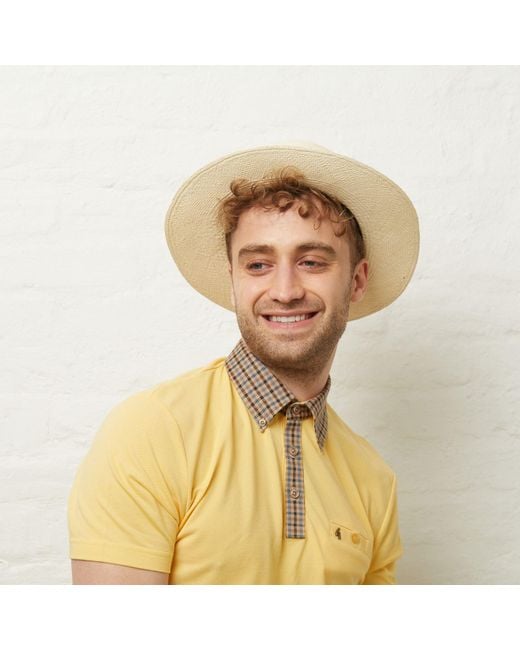 Dasmarca Hats Natural Dasmarca Baker Wide Brim Summer Genuine Panama Straw Porkpie Hat For for men