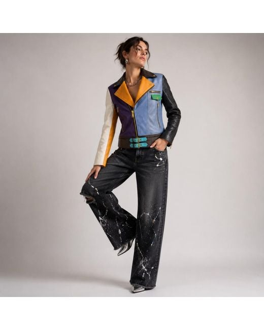 Zasta Studio Blue Artifact Theory Biker Leather Jacket A
