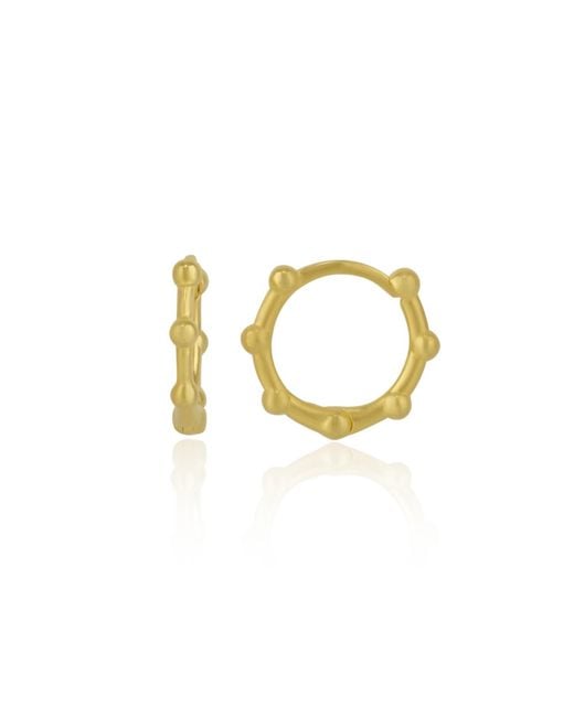 Spero London Metallic Seven Bead Sterling Hoop Earrings