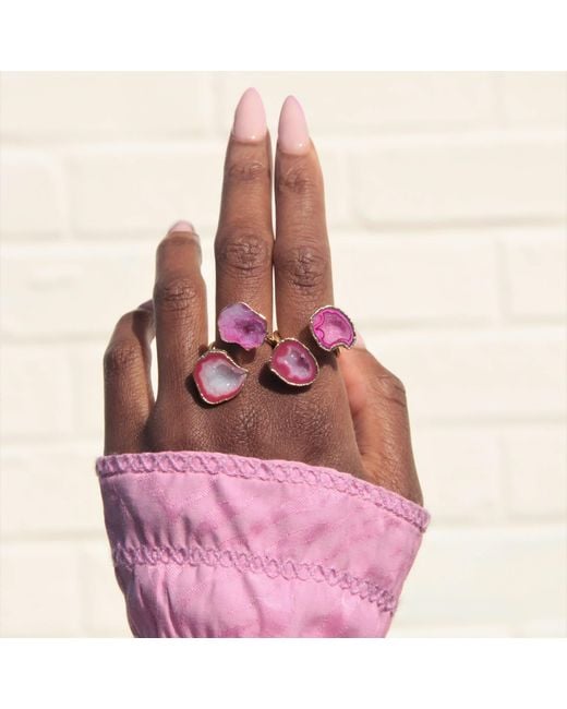 YAA YAA LONDON Multicolor Berry Duo Crystal Adjustable Gold Ring