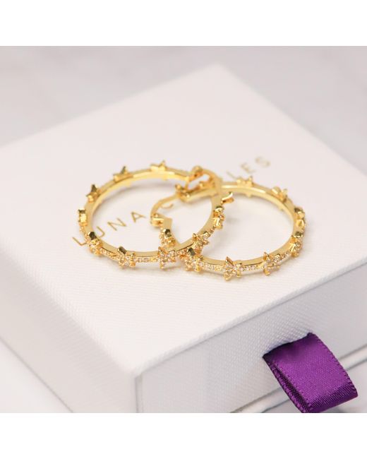 Luna Charles Metallic Aneira Star Hoop Earrings