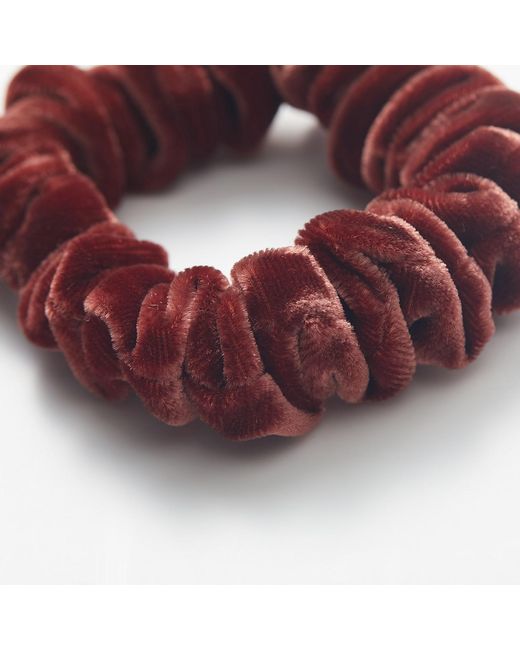 Soft Strokes Silk Brown Silk Velvet Handmade Mini Scrunchie Set Of Four, Lipstick Collection