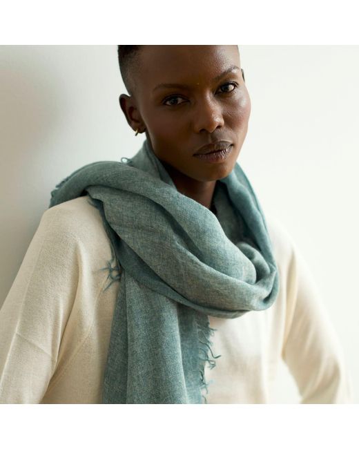 Bel Cashmere Green Cashmere Foulard With Fringes Dark