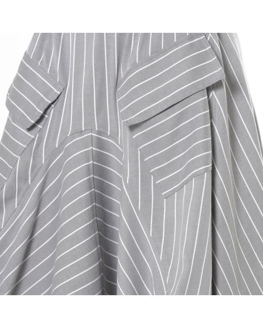 Metamorph Gray Asymmetric Striped Denim Skirt