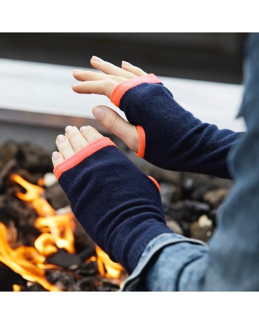Cove Blue Cashmere Wrist Warmers & Neon