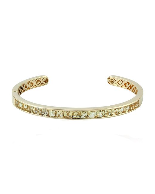 Artisan Metallic Princess Cut Aquamarine Cuff Bracelet