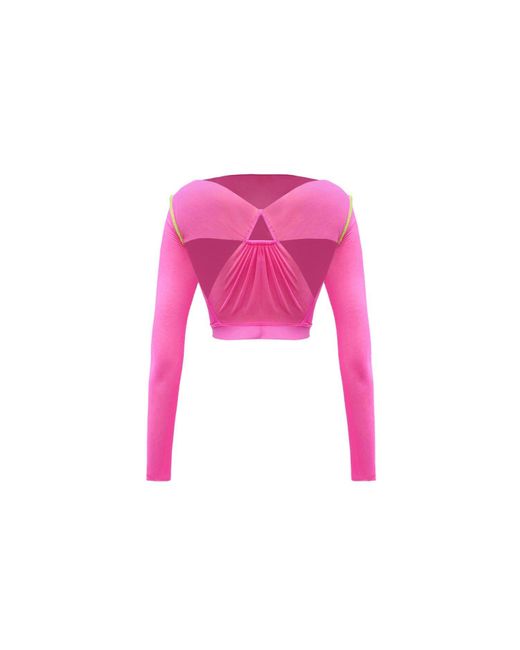 Monosuit Pink Croptop Erratic Long Sleeves