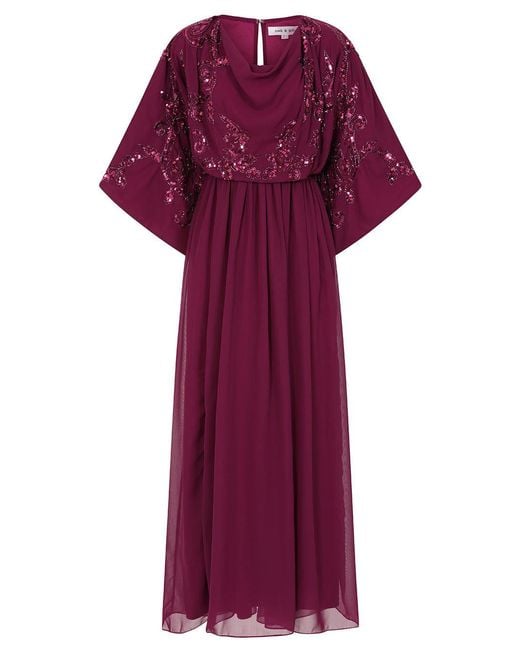 Frock and Frill Red Leya Embellished Maxi Dress