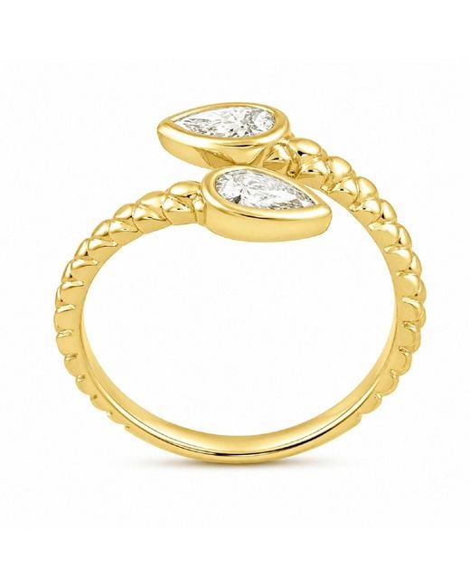 Artisan Metallic 14K Pear Diamond Bezel Open Ring