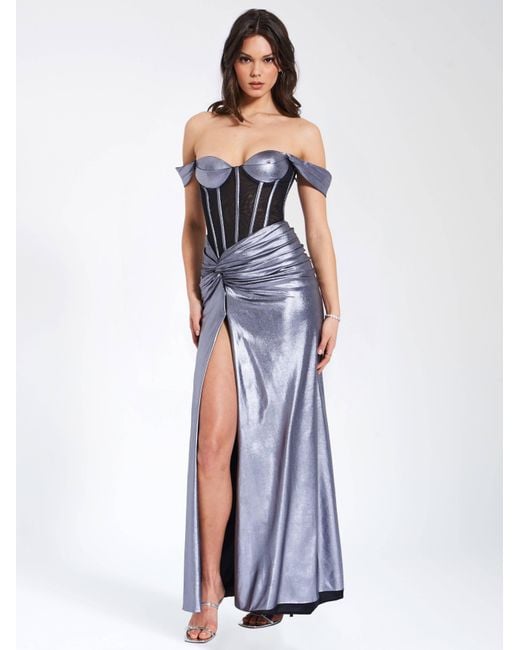 Miss Circle New York Odessa Metallic Corset Maxi Dress