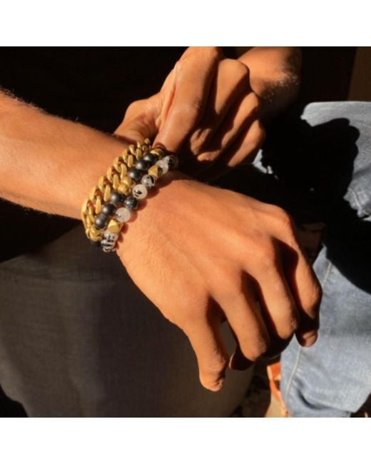 Rachel Nathan Metallic Narrow: Pyrite & Rondelles Bracelet for men