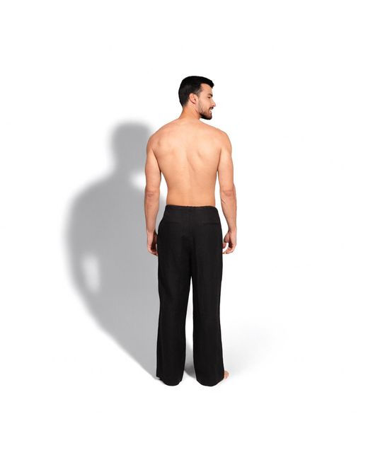 Maison Tangerine Black Wide Leg Linen Long Trousers For