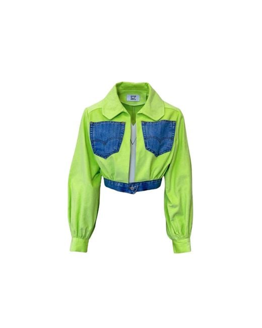 Couture to Your Door Green Lime Corduroy Upcycled Cropped Jacket
