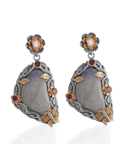 Emma Chapman Jewels Multicolor The Madonna Sapphire Diamond Tourmaline Earrings