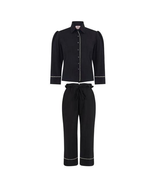 Lisa The Label Black Bow Belle Pyjama Top And Pants Set