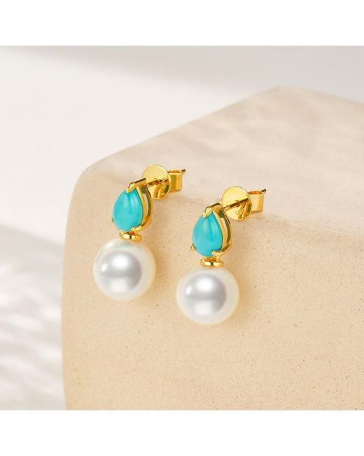 Kai Fine Jewelry Blue Solid Natural & Pearl Venus Tears Convertible Earrings