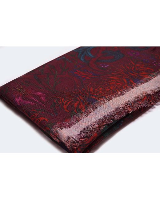 Natalia Petruch Red Botanical Silk And Wool Scarf
